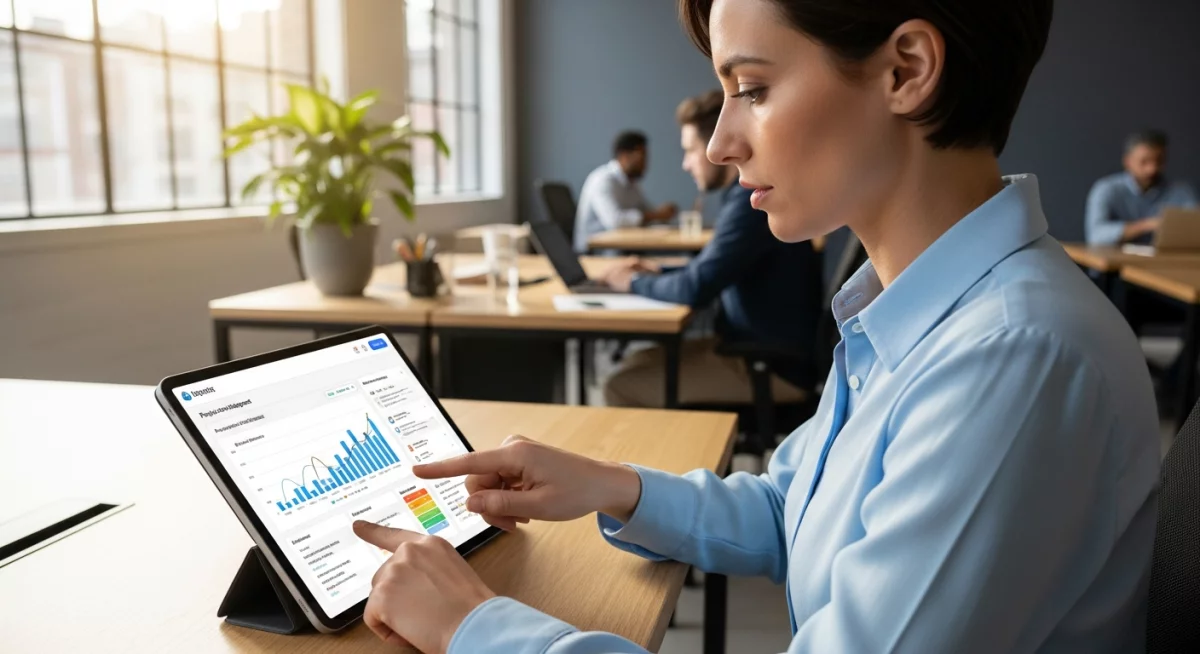 Chef de projet utilisant l'intelligence artificielle sur tablette