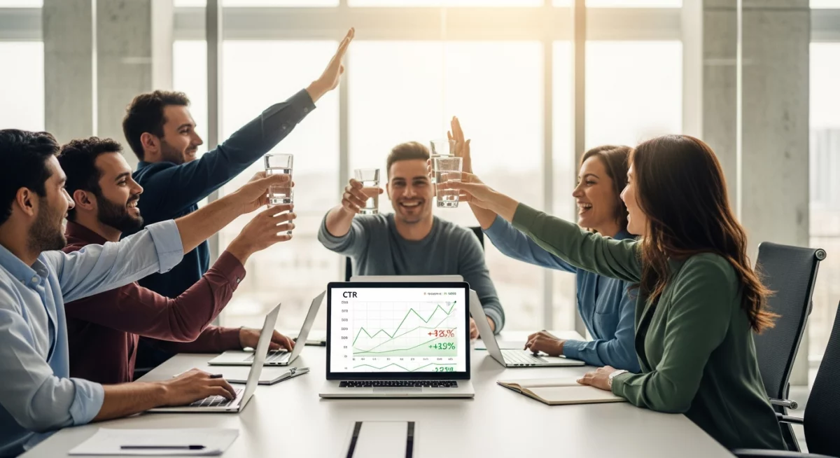 Interface de test A/B Google Ads montrant deux variantes d'annonces côte à côte avec graphiques de performance, clics et conversions, écran professionnel