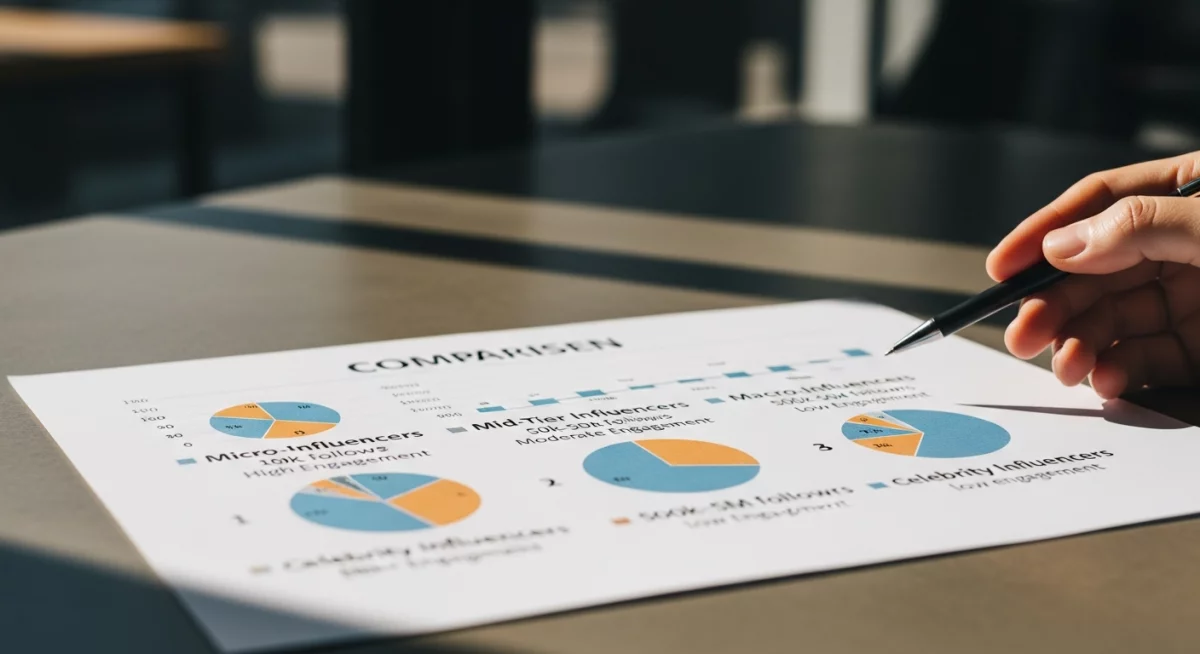 Comparaison visuelle des différents types d'influenceurs selon leur audience